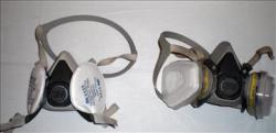 A mask comparison - the particulate filter (left) and the particulate/organic vapour/formaldehyde filter