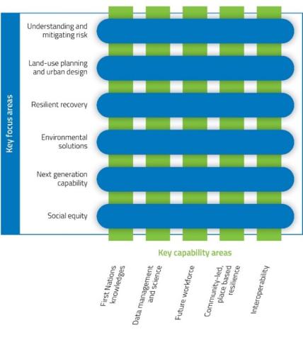 A diagram of key focus areas and key capability areas